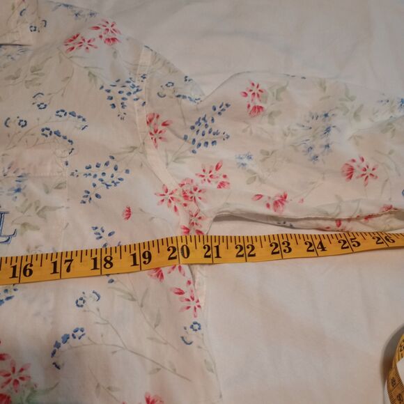 Lauren Ralph Lauren Lightweight Floral Roll tab Monogram 3/4 Sleeve size S - Picture 7 of 9
